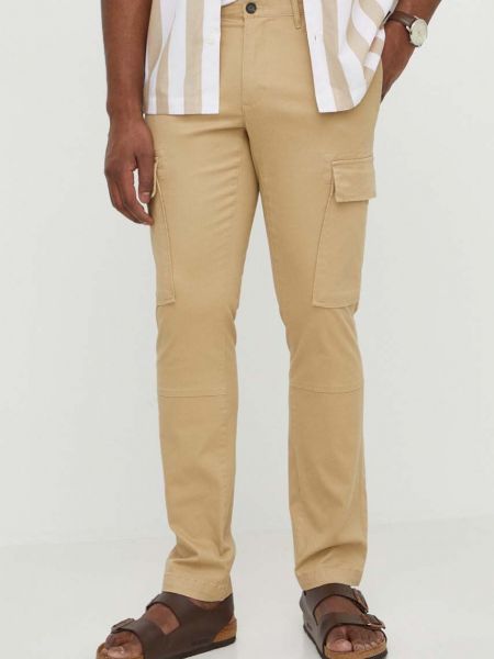 Jednobarevné kalhoty Michael Kors béžové