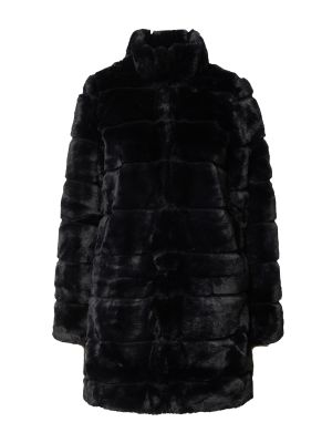 Priliehavý kabát s kožušinou na zips Dorothy Perkins - čierna