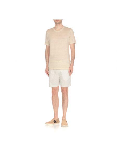 Camiseta de lino de cuello redondo 120% Lino beige