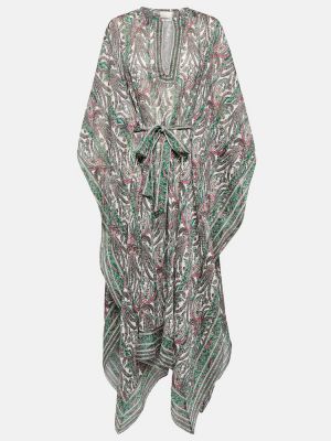 Bombažna svilena dolga obleka s cvetličnim vzorcem Isabel Marant