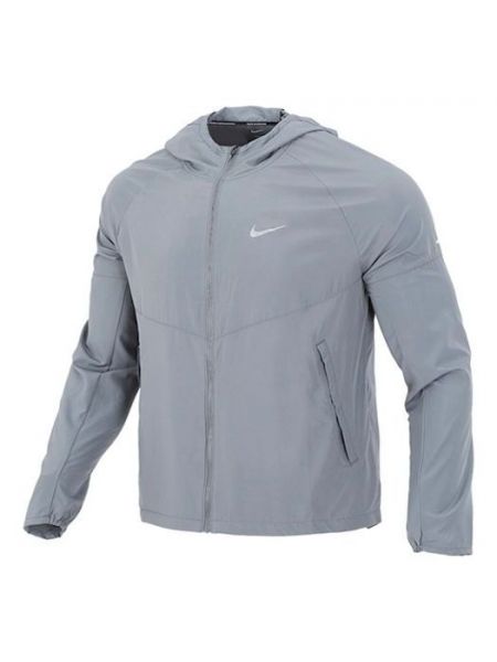 Плетеная светоотражающая куртка с капюшоном Nike серая