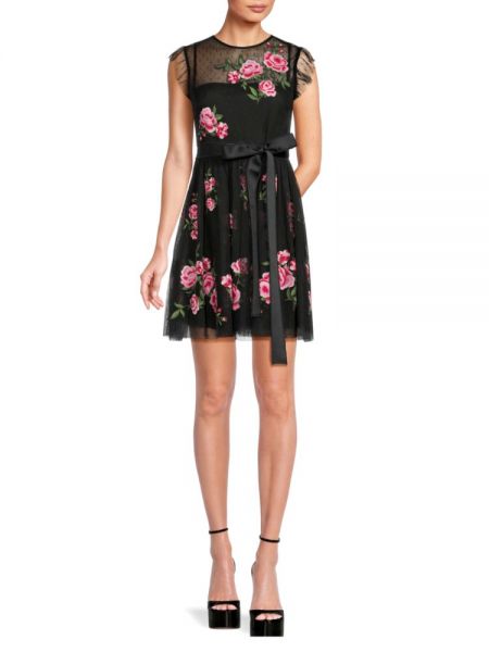 Платье мини в цветочек с принтом Redvalentino черное