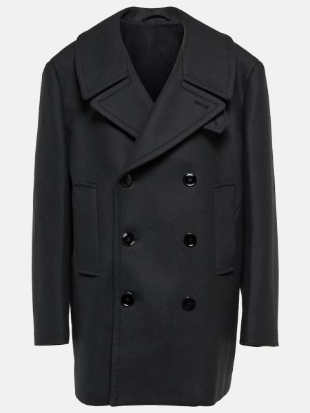 Вълнено късо палто Lemaire черно