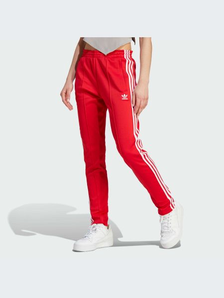 Хлопковые брюки Adidas красные