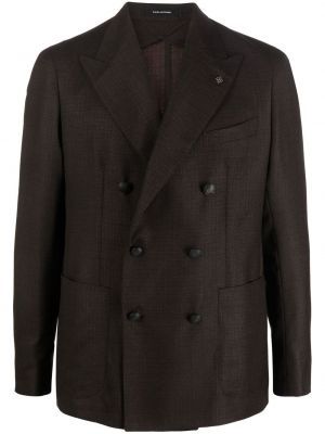 Sjekket lang blazer Tagliatore brun