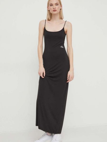 Sukienka długa dopasowana Calvin Klein Jeans czarna