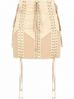 Čipkovaná šnurovacia sukňa Dolce & Gabbana béžová