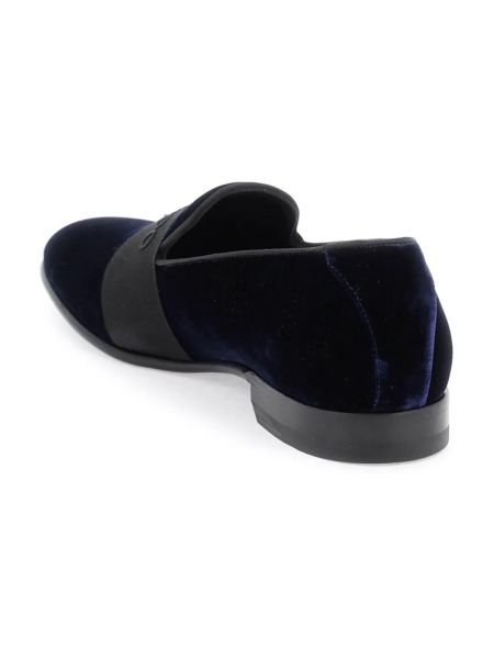 Aksamitne aksamitne loafers Jimmy Choo niebieskie