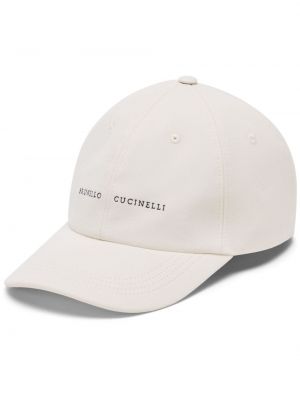 Medvilninis siuvinėtas kepurė su snapeliu Brunello Cucinelli balta