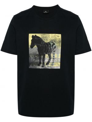 Raštuotas marškinėliai su zebro raštu Ps Paul Smith juoda