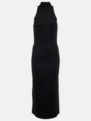 Вълнена миди рокля Toteme черно