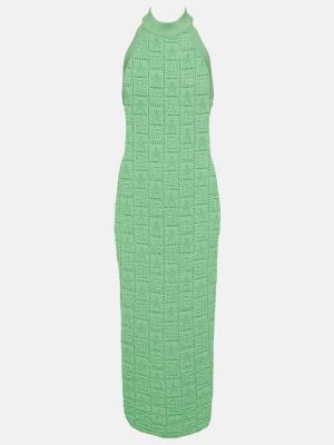Prolamované midi šaty Balmain zelené