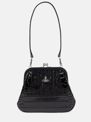 Δερμάτινη τσάντα shopper Vivienne Westwood μαύρο