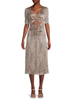 Леопардовое платье миди с принтом Lush коричневое