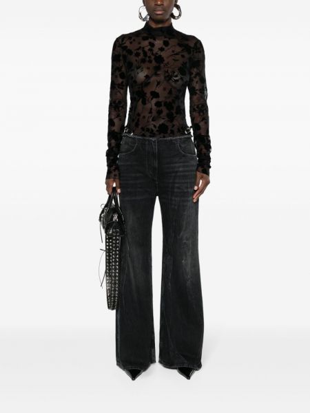 Madala vöökohaga alt laienevad teksapüksid Givenchy must