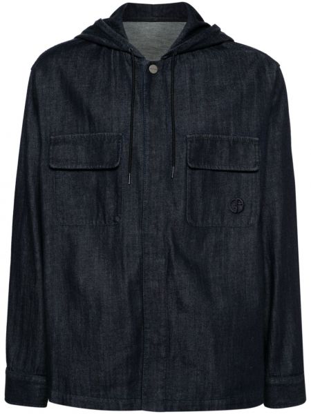 Дънкова риза с качулка Giorgio Armani синьо