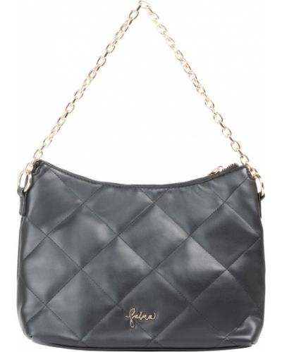 Jednofarebná kožená crossbody kabelka na zips Faina - čierna