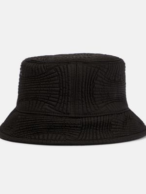Pikowany nylonowy kapelusz Bottega Veneta czarny