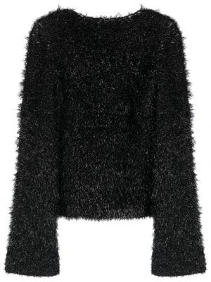 Sweter z futerkiem Victoria Beckham czarny