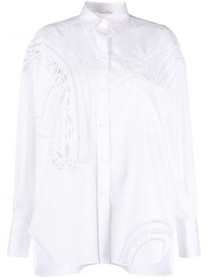 Βαμβακερό πουκάμισο με δαντέλα Ermanno Scervino λευκό