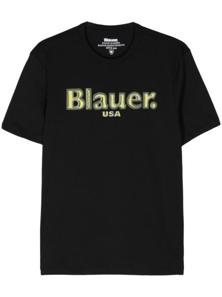 Kokvilnas t-krekls ar apdruku Blauer melns