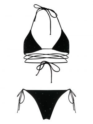 Bikini con cristalli Alessandra Rich nero