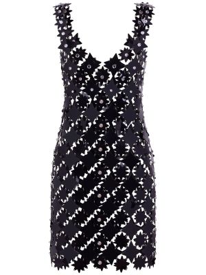 Mini šaty se síťovinou s hvězdami Paco Rabanne černé