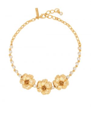 Ogrlica s cvjetnim printom s kristalima Oscar De La Renta zlatna