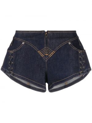 Kratke jeans hlače z vezalkami s čipko Jean Paul Gaultier