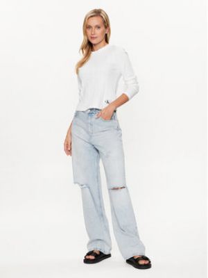 Slim fit priliehavá blúzka Calvin Klein Jeans biela