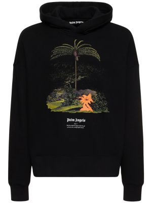 Pamučna hoodie s kapuljačom Palm Angels crna