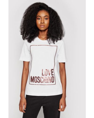 Gyapjú póló Love Moschino - fehér