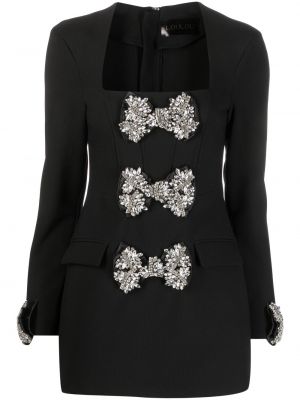 Krištáľové mini šaty s mašľou Loulou čierna