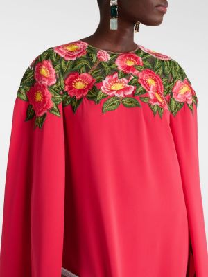Květinové dlouhé šaty Oscar De La Renta růžové