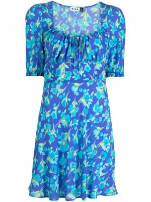 Květinové hedvábné šaty s potiskem Rixo modré