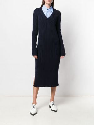 Vestido largo con escote v Ami Paris azul