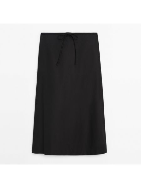 Хлопковая юбка Massimo Dutti черная