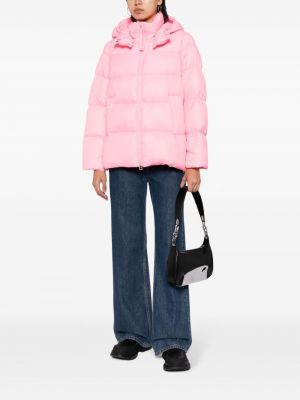 Péřová bunda na zip s kapucí Jnby růžová