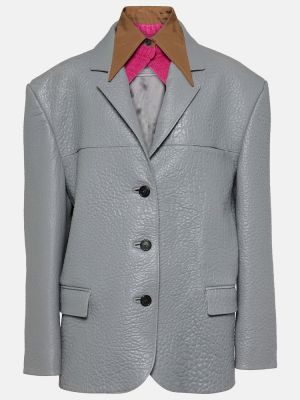 Oversized usnjena jakna Prada siva