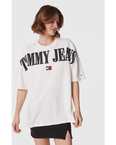 Farmer oversized gyapjú póló Tommy Jeans - fehér