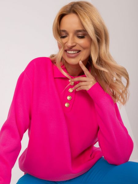 Oversized sveter na gombíky Fashionhunters ružová