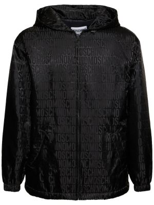 Žakárová bunda z nylonu Moschino černá