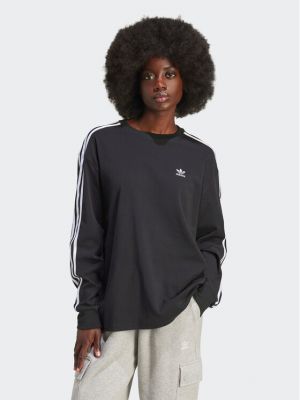 Oversized csíkos blúz Adidas fekete