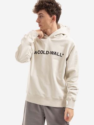 Хлопковый свитер с капюшоном с принтом A-cold-wall* бежевый