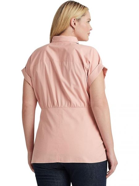 Хлопковая рубашка Lauren Ralph Lauren розовая