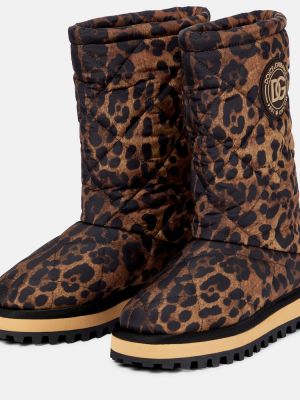 Prešívané členkové topánky s potlačou s leopardím vzorom Dolce&gabbana hnedá