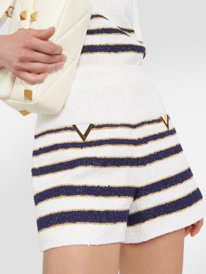 Shorts en coton à rayures en tweed Valentino blanc