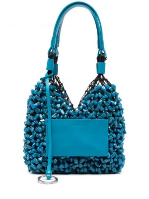 Nákupná taška s korálky Jil Sander modrá
