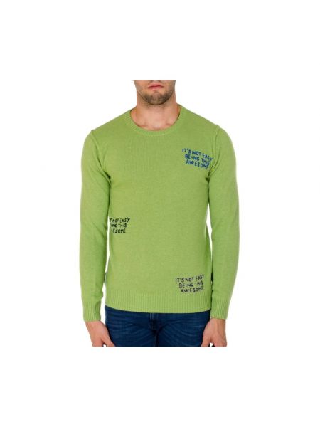 Sweter wełniany z okrągłym dekoltem Bob zielony