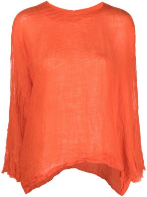 Прозрачна ленена блуза Daniela Gregis оранжево